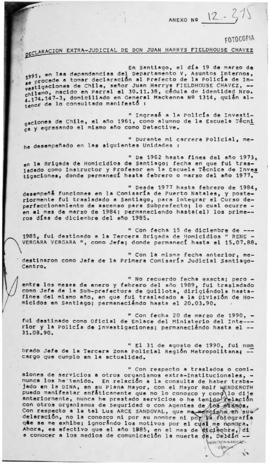 Declaración extra judicial de Juan Harrys Fieldhouse