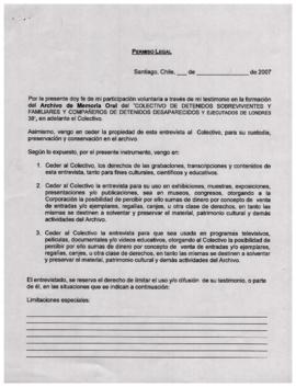 Permiso legal del Archivo Memoria Oral