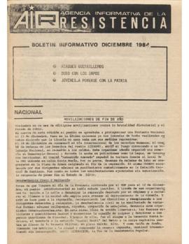 Boletín Informativo Diciembre. Agencia Informativa de la Resistencia