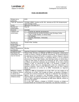 Ficha de descripción del testimonio de Viviana Uribe Tamblay