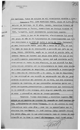 Declaración judicial de Raúl Juan Rodríguez Ponte