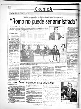 "Romo no puede ser amnistiado"