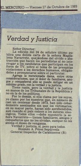 Carta al director: Verdad y Justicia