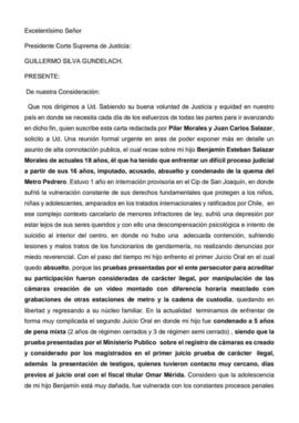 Carta de los padres de Benjamín Salazar