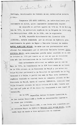 Declaración judicial de Luz Arce Sandoval