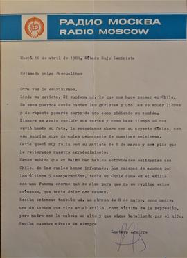 Carta de Radio Moscú por los detenidos desaparecidos de 1987