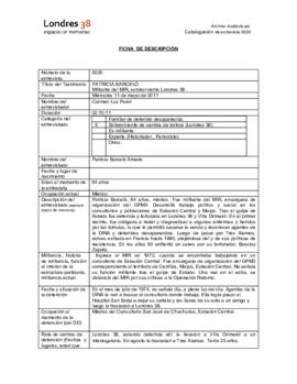 Ficha de descripción del testimonio de Patricia Barceló