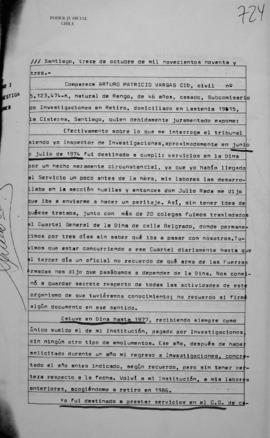 Declaración judicial de Arturo Patricio Vargas Cid