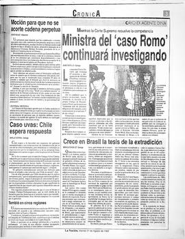 Ministra del "caso Romo" continuará investigando