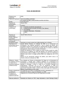 Ficha de descripción del testimonio de Gastón Muñoz Briones