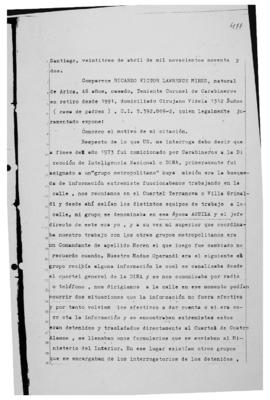 Declaración judicial de Ricardo Víctor Lawrence Mires