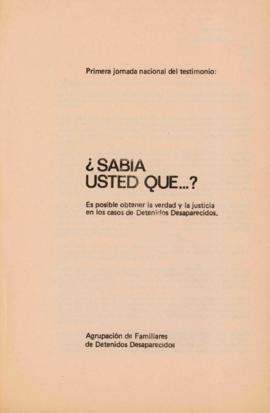 Primera jornada nacional del testimonio: Sabía usted que...?