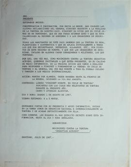 Invitación dirigida a medios de comunicación para marcha frente a la Moneda