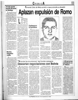 Aplazan expulsión de Romo