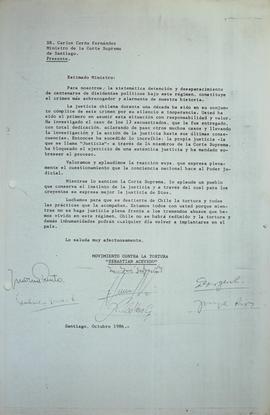 Carta a Carlos Cerda, Ministro de la Corte Suprema