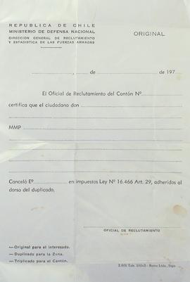 Certificado de reclutamiento