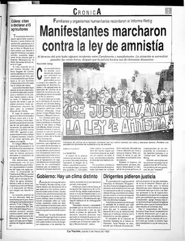 Manifestantes marcharon contra la ley de amnistía