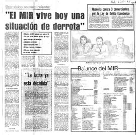 El MIR vive hoy una situación de derrota