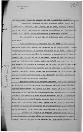 Declaración judicial de Armando Antonio Almendra Muñoz