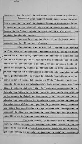 Declaración judicial de Ciro Ernesto Torré Sáez