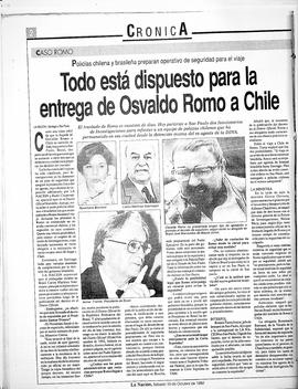 Todo está dispuesto para la entrega de Osvaldo Romo a Chile