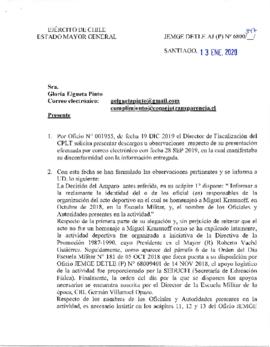 Respuesta por parte del Ejército a solicitud de información acerca de la identidad del o de los o...