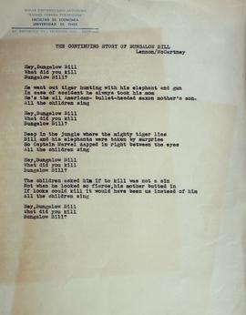 Letra de The continuing story of bungalow bill tipeada por Sergio