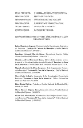 Querella criminal en contra de todos quienes resulten responsables por los delitos de asociación ...