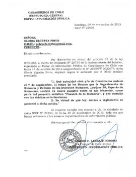 Respuesta de Carabineros a solicitud de información y reposición de los lienzos retirados de los ...