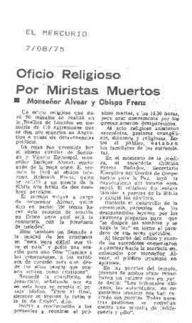 Oficio religioso por miristas muertos